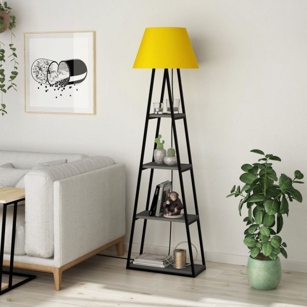 Lampadar cu etajeră PAL, antracit/ galben